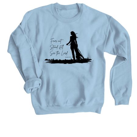 Fear Not, a Light Blue Crewneck Sweatshirt
