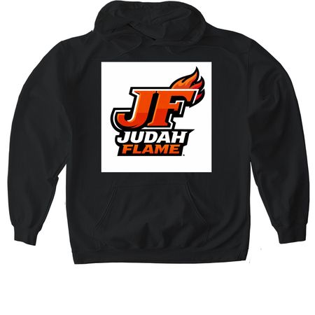 JUDAH FLAME, a Black Gildan Softstyle Pullover Hoodie