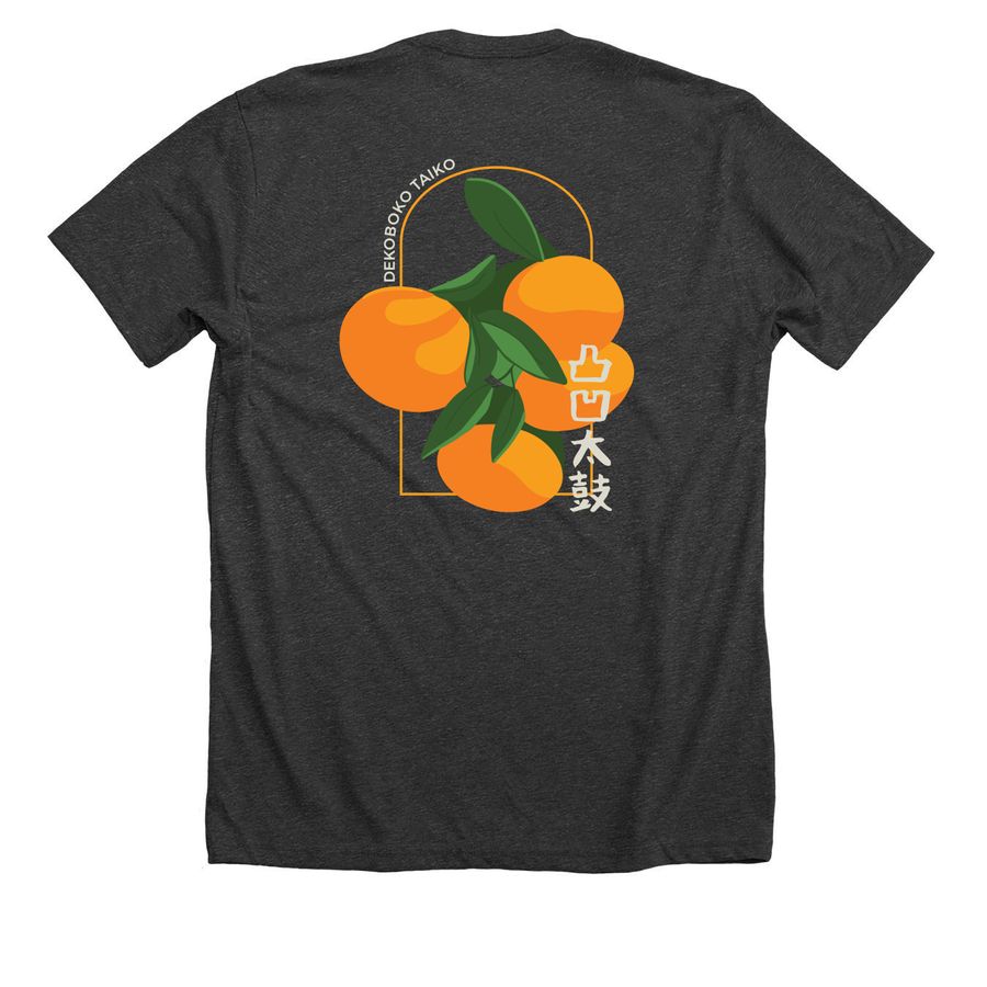 Dekoboko Mikan Shirt, a Dark Grey Heather Premium Unisex Tee (back-view)
