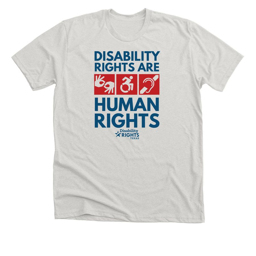 Disability Rights Are Human Rights, a Heather Cement Premium Unisex Tee