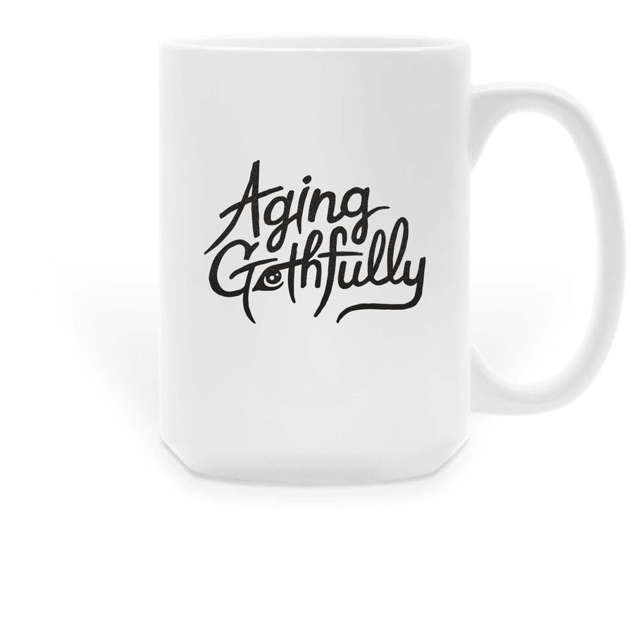 Aging Gothfully Mug, a White Large Coffee Mug