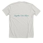 Wear Your Voice. Support Community Change., a Heather Cement Premium Unisex Tee (back-view)