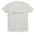 Wear Your Voice. Support Community Change., a Heather Cement Premium Unisex Tee (back-view)
