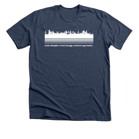 USA Field, a Heather Navy Premium Unisex Tee