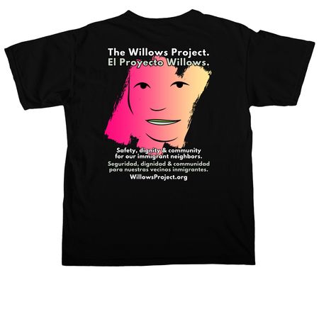 Dark Colors: Wear Your Willows Project, a Black Comfort Colors Unisex Tee (back-view)