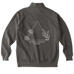 My Health Matters Light Logo, a Pepper Comfort Colors Quarter Zip Pullover (back-view)