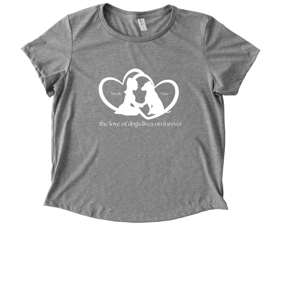 "The Love of Dogs" White Tee, a Aluminum Grey Allmade Eco Triblend Women?s Scoop Neck Tee