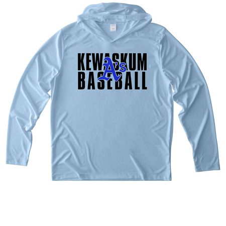 Kewaskum A's Original Nike Line, a Light Blue UV Performance Long Sleeve Hoodie