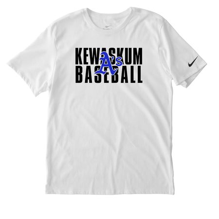 Kewaskum A's Original Nike Line, a White Nike Dri-FIT Jersey Blend Performance Tee