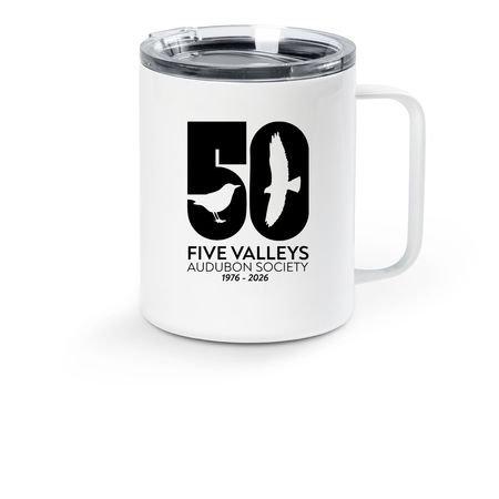 50th Travel Mug, a White Stainless Steel Travel Mug