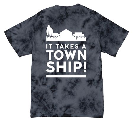 It Takes a Township Back Print, a Black Crystal Tie Dye Tee