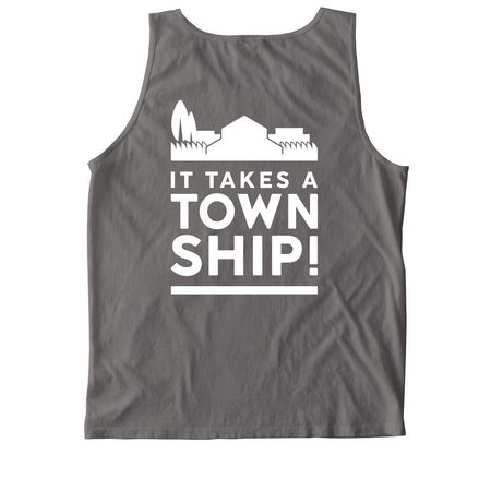 It Takes a Township Back Print, a Grey Comfort Colors Tank Top