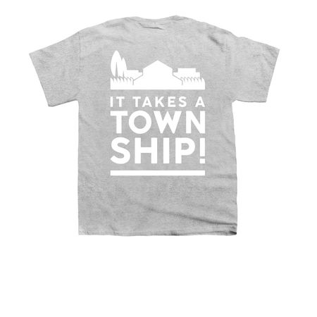 It Takes a Township Back Print, a Sport Grey Youth Unisex Tee