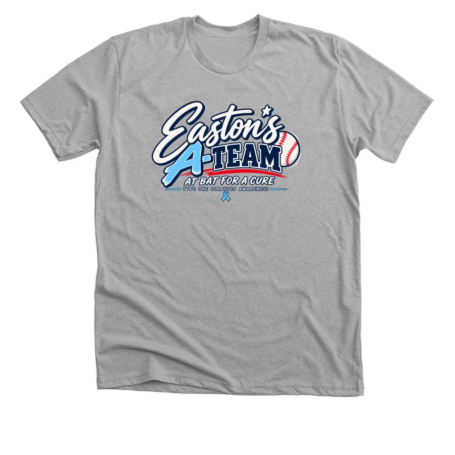 Easton's A-Team | At Bat for a Cure, a Athletic Heather Premium Unisex Tee