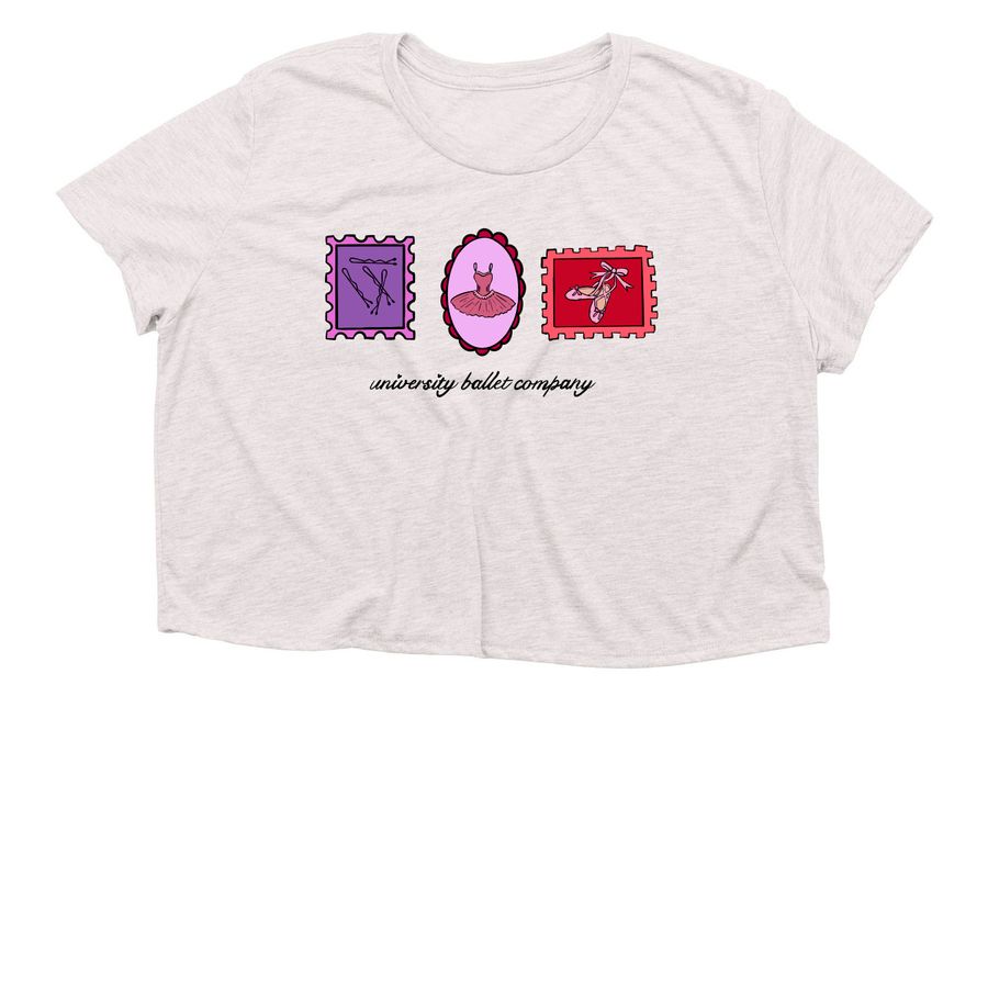 Stamps in Motion - Color, a Heather Dust Women?s Flowy Cropped Tee