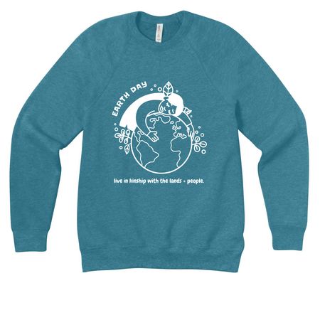 Earth Day, a Heather Deep Teal Premium Raglan Crewneck Sweatshirt