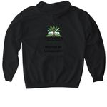 "Rooted In Community" Tees, a Black Gildan Softstyle Pullover Hoodie (back-view)