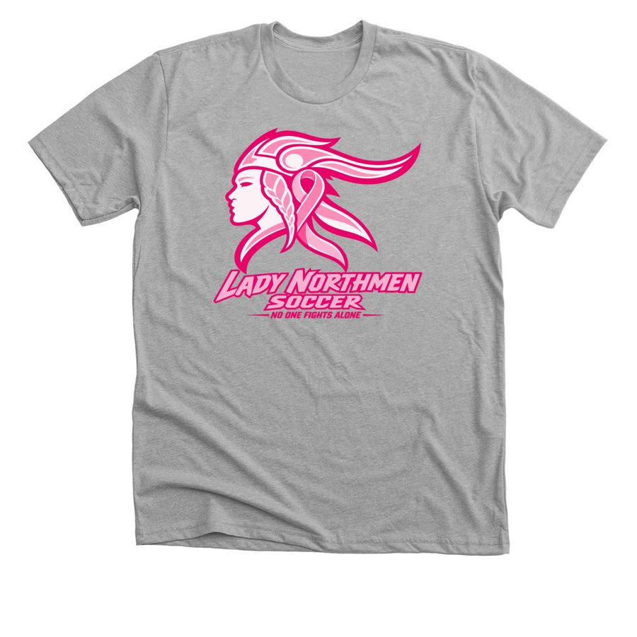 NSMS Girls Soccer Breast Cancer Awareness, a Athletic Heather Premium Unisex Tee