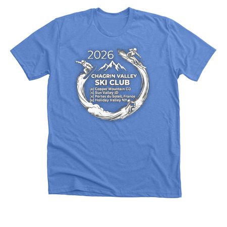Chagrin Valley - 2026 Trip Shirt, a Heather Columbia Blue Premium Unisex Tee