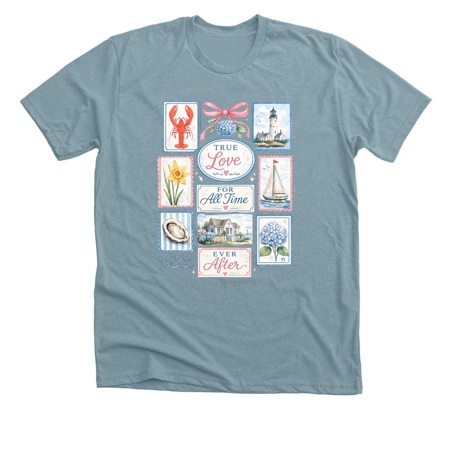 Summer in Nantucket, a Heather Blue Lagoon Premium Unisex Tee