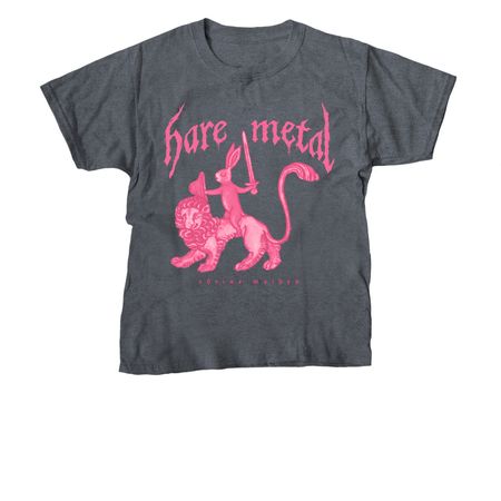 Hare Metal (but pink!), a Dark Heather Youth Unisex Tee