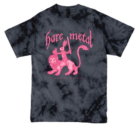 Hare Metal (but pink!), a Black Crystal Tie Dye Tee