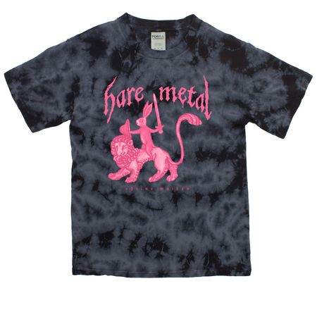 Hare Metal (but pink!), a Black Youth Crystal Tie Dye Tee