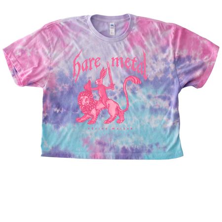 Hare Metal (but pink!), a Cotton Candy Women's Tie Dye Cropped Tee