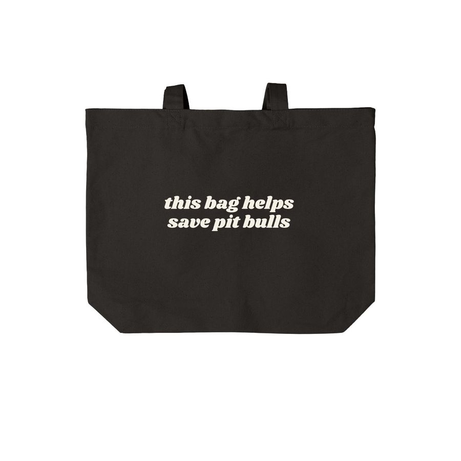 This Bag Helps Save Pit Bulls, a Deep Black Cotton Canvas Tote Bag