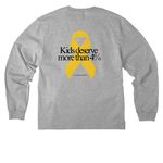 Childhood should be cancer-free, a Athletic Heather Unisex Heavyweight Long Sleeve Tee (back-view)