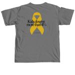 Childhood should be cancer-free, a Grey Comfort Colors Unisex Tee (back-view)