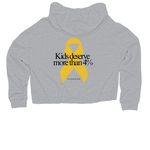 Childhood should be cancer-free, a Grey Heather Women?s Lightweight Cropped Hoodie (back-view)
