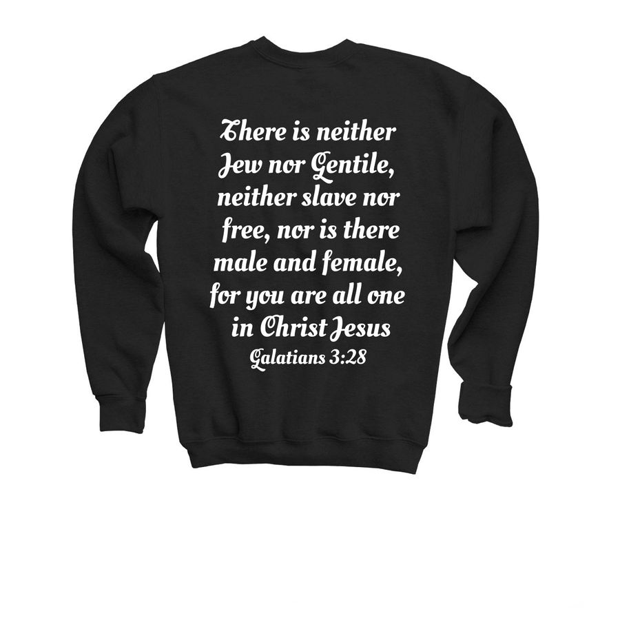 Jesus loves you&nbsp;, a Black Youth Crewneck Sweatshirt (back-view)