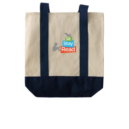 SitStayRead Tote, a Natural/Navy Two-Tone Grocery Tote Bag