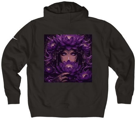 Void lotus hoodie, a Black Nike Club Fleece Zip Up Hoodie (back-view)