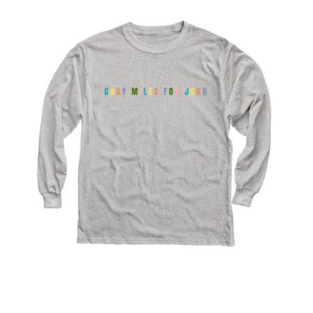 Miles for John Letter Block Tees, a Sport Grey Youth Long Sleeve Tee