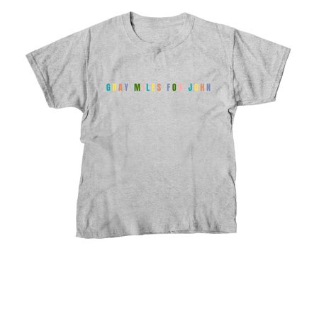 Miles for John Letter Block Tees, a Sport Grey Youth Unisex Tee