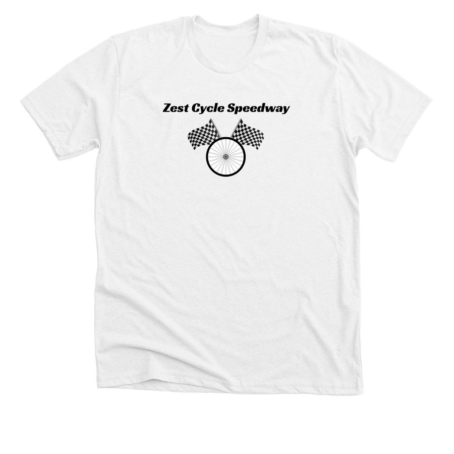Zest Cycle Speedway, a Solid White Blend Premium Unisex Tee