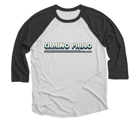 2024 Camino Pablo, a Black and Heather White 3/4 Sleeve Baseball Tee