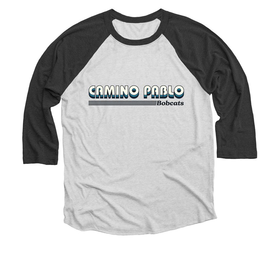 2024 Camino Pablo, a Black and Heather White 3/4 Sleeve Baseball Tee