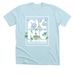 Picnic in Your Park- Blue Flowers, a Heather Ice Blue Premium Unisex Tee