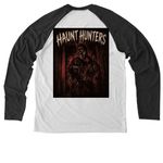 ROOSTER MERCH, a Space Black/ Bright White Allmade Eco Triblend Colorblock Raglan Long Sleeve Tee (back-view)