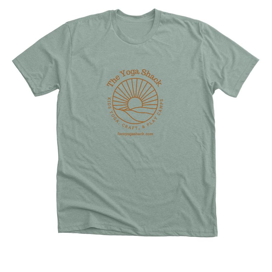 Get Your Yoga Shack Summer Camp Gear Here!!, a Heather Sage Premium Unisex Tee