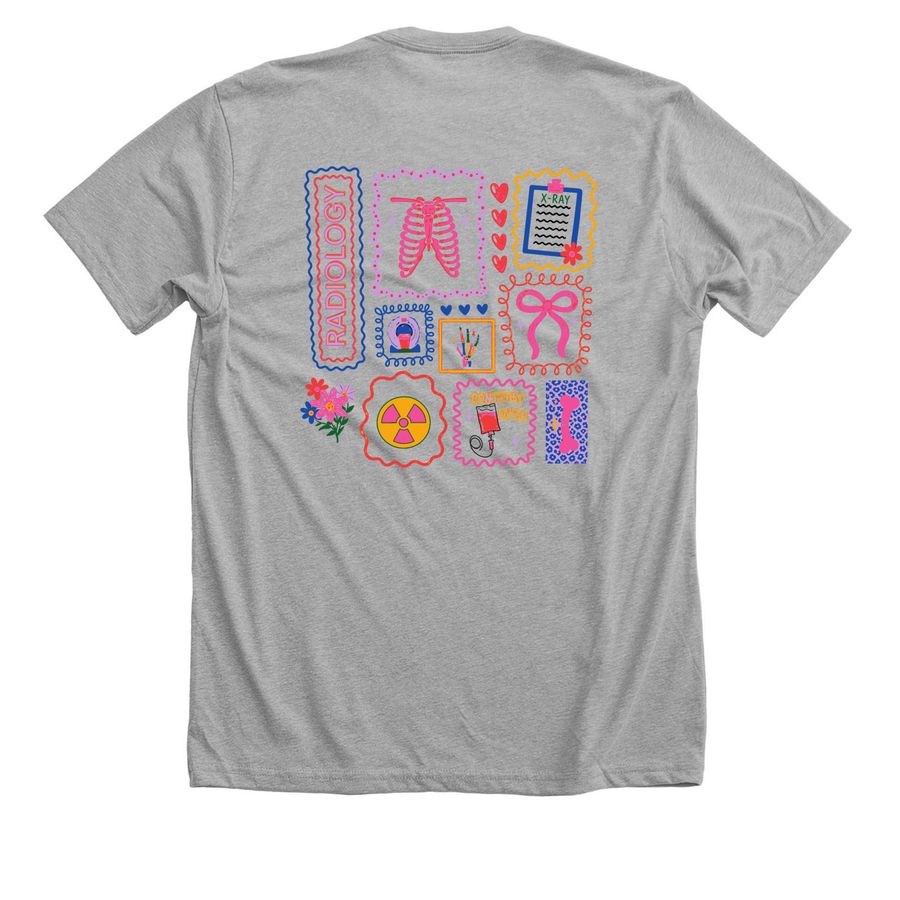 Pink Radiology Collage, a Athletic Heather Premium Unisex Tee (back-view)