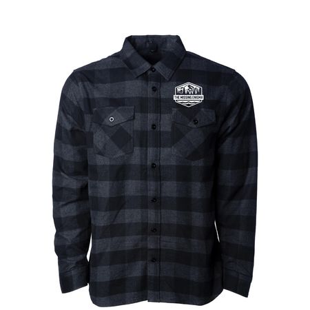 The Missing Enigma Flannels, a Charcoal Heather/ Black Unisex Flannel Shirt