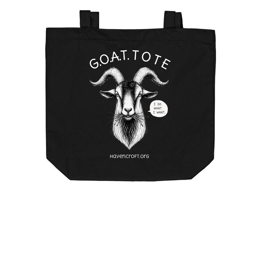 The G.O.A.T Tote, a Black Organic Cotton Tote Bag