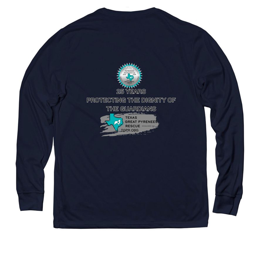 25th Anniversary Ts #1: Pyr Protection Army, a Night Sky Navy Allmade Eco Triblend Long Sleeve Tee (back-view)