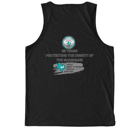25th Anniversary Ts #1: Pyr Protection Army, a Deep Black Allmade Eco Triblend Tank (back-view)