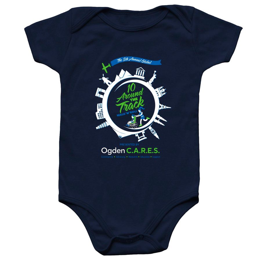 5th Annual Walk N Roll Baby Onesie, a Navy Infant Onesie