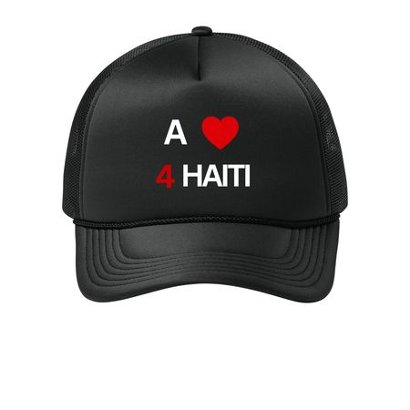 Cap Haiti, a Deep Black Printed Foam Trucker Hat